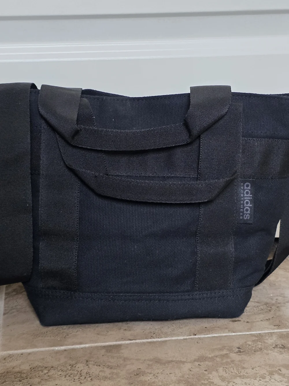 adidas Black Canvas Messenger Bag with Adjustable Strap Unisex